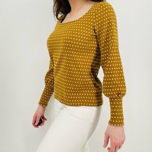 madewell boho spicy brown mustard ivory floral jacquard square-neck top size xs